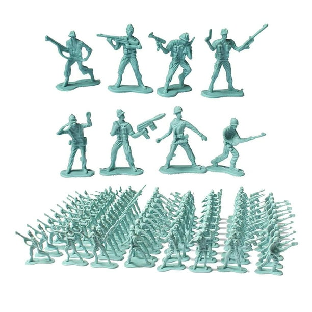 100 figuras de acción de soldados de plástico de 4,5 cm, accesorios para figuras de acción y juguetes para niños. Azul