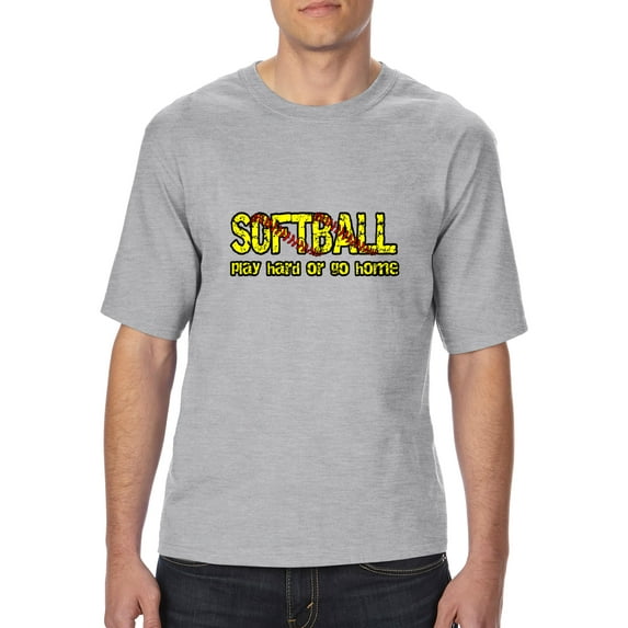 Normal is Boring - Big Men's T-Shirt, up to Tall Size 3XLT - Softball Play Hard or Go Home