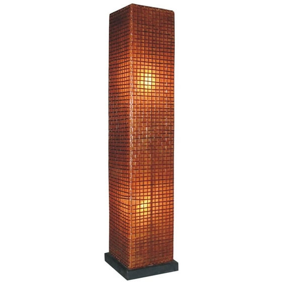 Modern Square Floor Lamp W Wicker Wrapped Shade