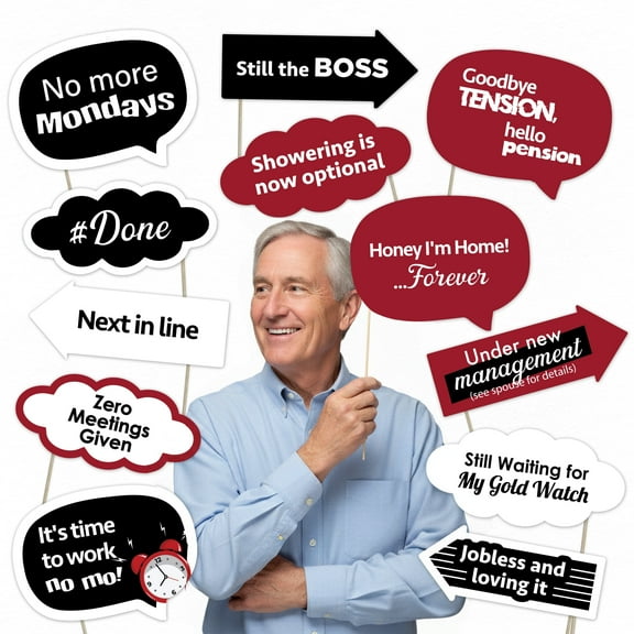 Retirement Party Photo Booth Props Set – Funny Decorations for Farewell Celebrations (12 pcs)