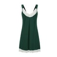 thumbnail image 2 of Feancey Womens Summer Nightgowns Lace V Neck Night Dresses Front Pleated Sleeveless Sleep Dress Solid Color Soft Nightshirts Loungewear Holiday Sales Army Green L, 2 of 5