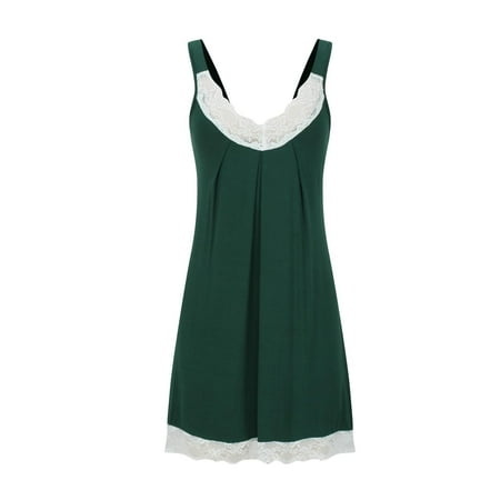 Generic Women s Nightgown V-neck Chemise Sleepwear Lace Nightwear Soft Lingerie for Women