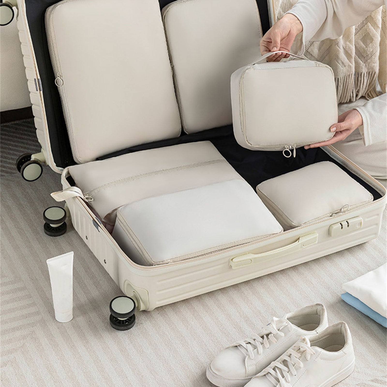 6Pcs Travel Organizers Set For Luggage Essential Packing Cubes Set Sturdy Luggage Organization Bag for Family Trip