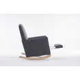 thumbnail image 4 of Rocking Chair, Modern Upholstered Ergonomic Lounge Chair with Adjustable Footrest and Solid Wood Base, Comfy Armchair Reading Chair with Side Pocket for Living Room Bedroom, Dark Gray, 4 of 7