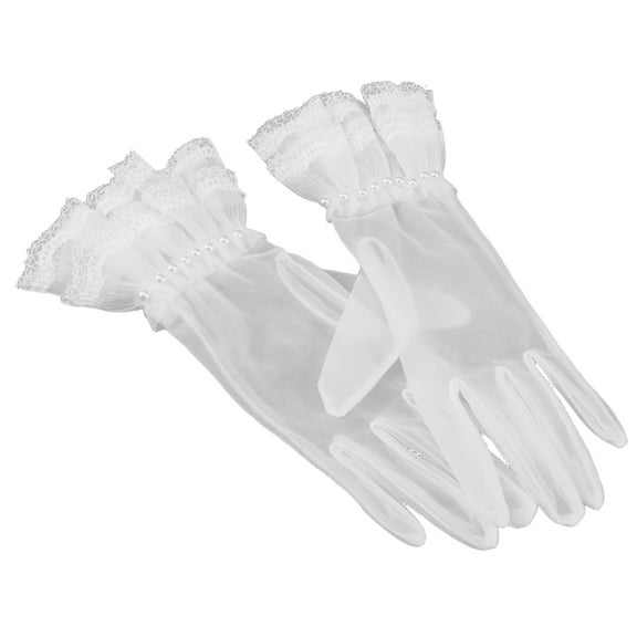 OUNONA Lace Gloves White Decor Breathable Mesh Elegant Wedding Accessory 1Pair