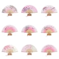 thumbnail image 2 of 2 unids seda estilo chino estilo mano fanático japonés plegable ventilador boda fiesta danza decoración del hogar decoración adornos artesanía, 2 of 7