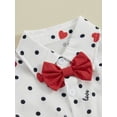thumbnail image 6 of FEORJGP Kids Baby Boy Gentleman Outfits 1-5Y Toddler Short Sleeve Shirt Heart Dots Print T-shirt Lapel Button Tops + Shorts Set Infant Boys Summer Formal Casual Clothes, 6 of 9