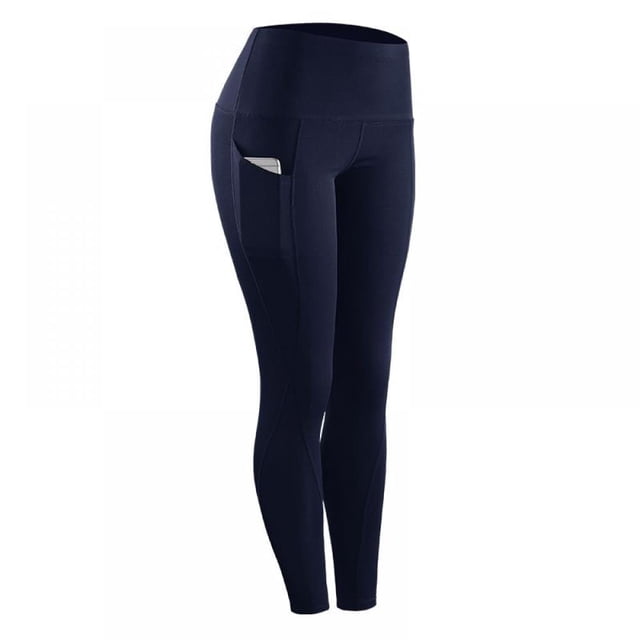 Pantalon Legging Haute Élasticité Femme Uni Extensible Compression Tenue de Sport Décontractée Yoga Jogging Leggings Pantalons avec Poche