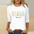 thumbnail image 2 of JSKUMAR Womens 3/4 Length Sleeve Shirts Happy Easter Graphic Tops Classic Fit Crew Neck Tee Shirts Easter Gift Tops (White,XL), 2 of 5