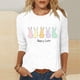 thumbnail image 2 of Tops de Cuello Redondo para las Mujeres Pascua Impresa 3/4 Mangas Blusa, Ligera Imitación Algodón Top Casual, 2 of 5