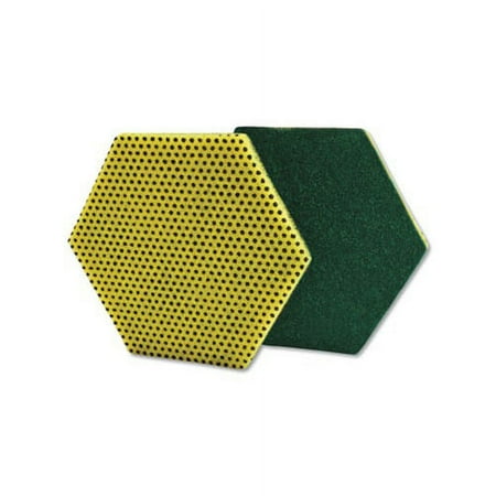 Dual Purpose Scour Pad 5" x 5", Green/Yellow, 15/Carton