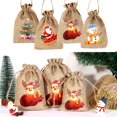 thumbnail image 2 of Bolsa de almacenamiento de dulces de Navidad, decoración de árbol de Navidad, medias de lino, bolsas de dulces de navidad, regalos de Papá Noel, Año Nuevo, 2023, 2 of 4