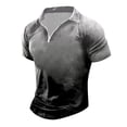 thumbnail image 1 of HBFAGFB T-Shirts for Men Summer Lapel Quarter Zip Pullover Men Gradient Print Retro Tops Grey Size M, 1 of 4