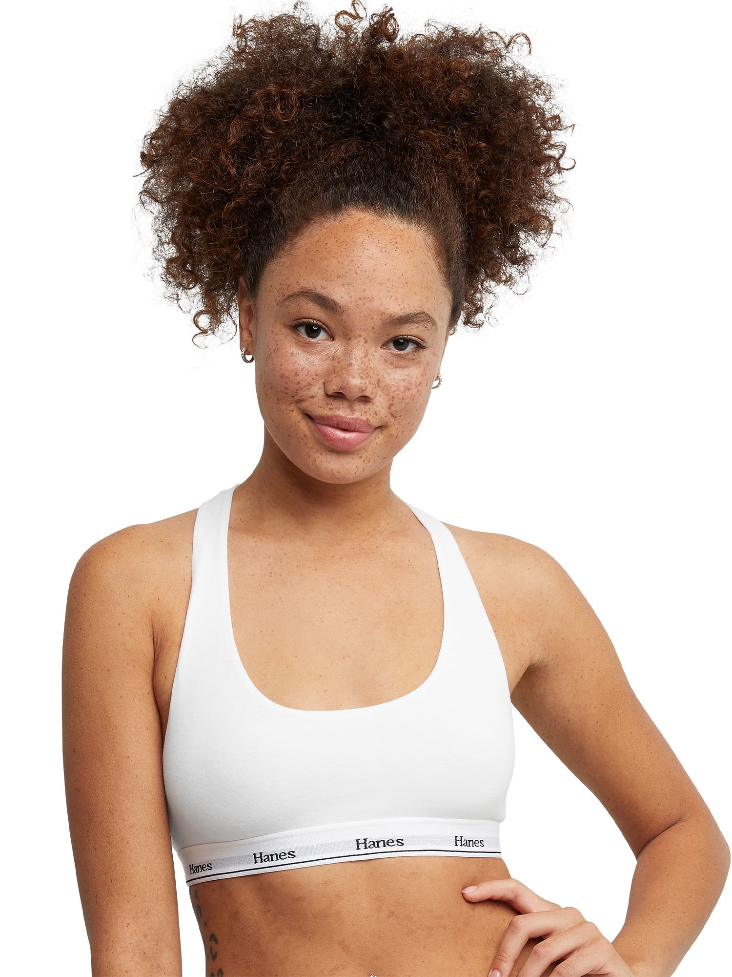 Hanes Womens' Originals Stretch Racerback 2 Pack Bralette, Style MHO101