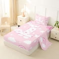 thumbnail image 2 of Castle Fairy Pink Rainbow Letter L Twin Sheet Sets 3pcs for Girls,Love Heart Print Bedding, 2 of 6