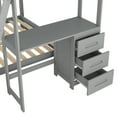 thumbnail image 2 of DreamBuck Bunk Bed Twin over Full with Built-in Desk and 3 Drawers, Solid Wood Bunk Bed with Guardrail and Ladder, Bunk Beds with Storage for Teens Adults, Can Be Separated into 2 Beds, Gray, 2 of 7