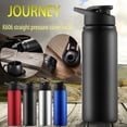 thumbnail image 2 of 24 oz Portable Stainless Steel Water Bottle, Large Capacity, Wide Mouth, Straight Drink Travel Cold Kettle, Leakproof, 2 of 6