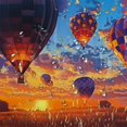 thumbnail image 5 of Orinice Balloons Sunset Field Bathroom Decor Set Polyester Fabric Shower Curtain Set with Hooks 60x72, 5 of 7