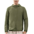 thumbnail image 2 of Handshe Men's Summer Outdoor UPF 50+ Sun Protection Hooded Jacket with Pockets, Lightweight Long Sleeve Solid Color Casual Coat for Hiking Camping Outdoor Adventures,Plus Size, 2 of 6