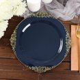 thumbnail image 1 of YOPTOP 10 Pack | Clear/Gold Baroque 8” Round Plastic Dessert Salad Plates  Disposable Tableware with Leaf Embossed Gold Rim,navyblue,8", 1 of 11