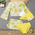 thumbnail image 2 of BOBOGOJP Girls Swimsuit Teen Cute Bathing Suits 4 Tropical Print Beach Bikini Sets with Cover Up Yellow for Size 11-12 Years, 2 of 4