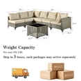 thumbnail image 6 of Ovios 7 Pieces Outdoor Patio Furniture Set PE Wicker Rattan Sofa Set with Solar Table, Beige, 6 of 8