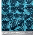 thumbnail image 1 of Soimoi Blue Viscose Chiffon Fabric Monstera Leaves Print Fabric by the Yard 42 Inch Wide, 1 of 3