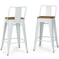 thumbnail image 3 of Trent Home 24" Industrial Metal Wood Counter Stool in White (Set of 4), 3 of 9