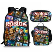 GZZHZNZB 3PCS Roblox Kids Cosplay Funny School Backpack,Unisex Back to School Adjustable Backpack,Gifts for Fans,Travel Laptop Backpack Style-1