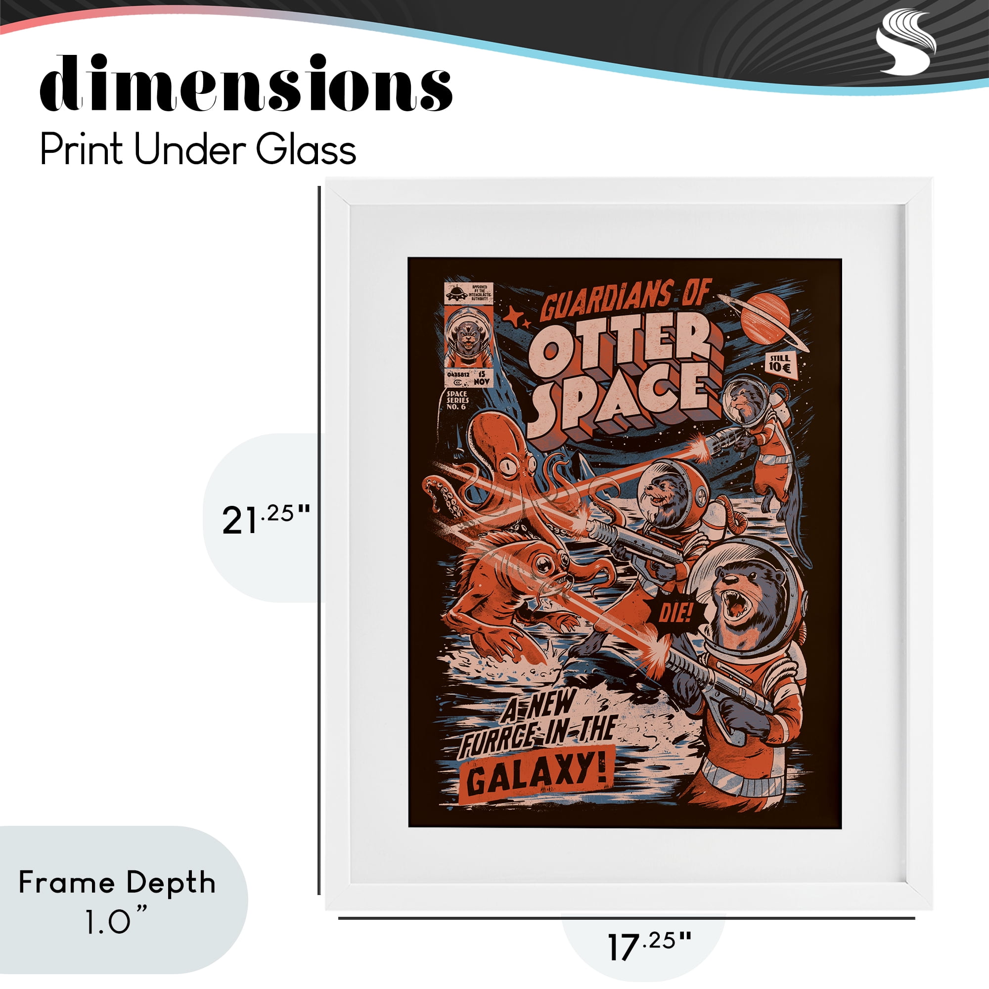 Stupell Industries Guardians Of Otter Space Retro White Framed Print Under Glass, design by EduEly Designs