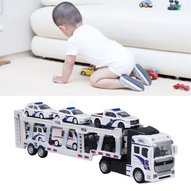 Juguete Para Camión Transportador, 2 Capas, Decoraciones Para Camiones Transportadores De Automóviles, Educativo Con 6 Modelos De Automóviles Para Exteriores