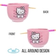 thumbnail image 6 of Silver Buffalo Sanrio Hello Kitty Waving Pink Ceramic Ramen Noodle Rice Bowl with Chopsticks, Microwave Safe, 20 Ounces,, 6 of 9