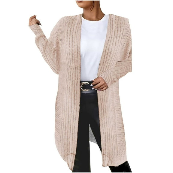 Usmixi Winter Womens Sweater Coats Womens Sweater Cardigan Coats Winter Soft Cozy Knitted Sweater Overcoats Ladies Casual Solid Long Sleeve Open Front Long Coats Up to 65% off