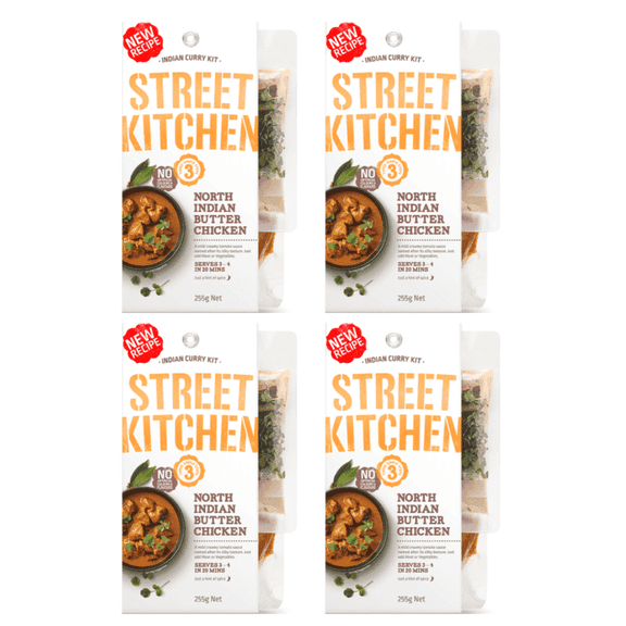 Street Kitchen Butter Chicken Sauce - North Indian Butter Chicken Curry Kit - Authentic Restaurant Quality Indian Food - 4 Pack