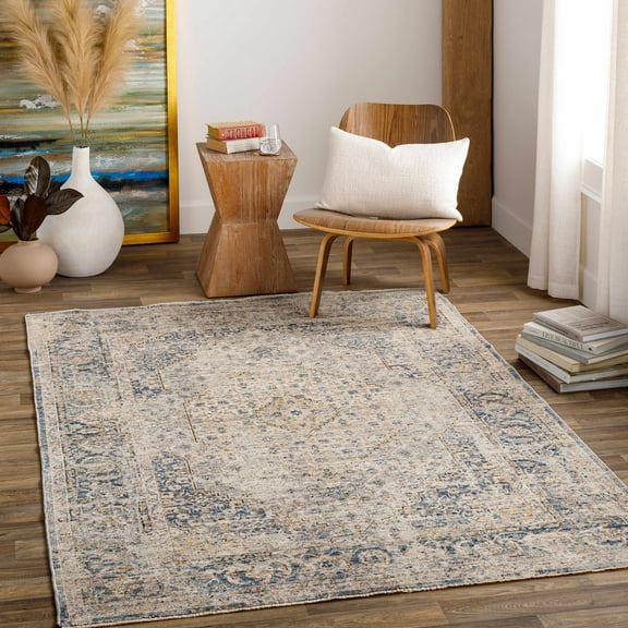 Hauteloom Eldivan Living Room, Bedroom Area Rug - Traditional - Denim, Navy, Ice Blue - 7'10" x 10'2"