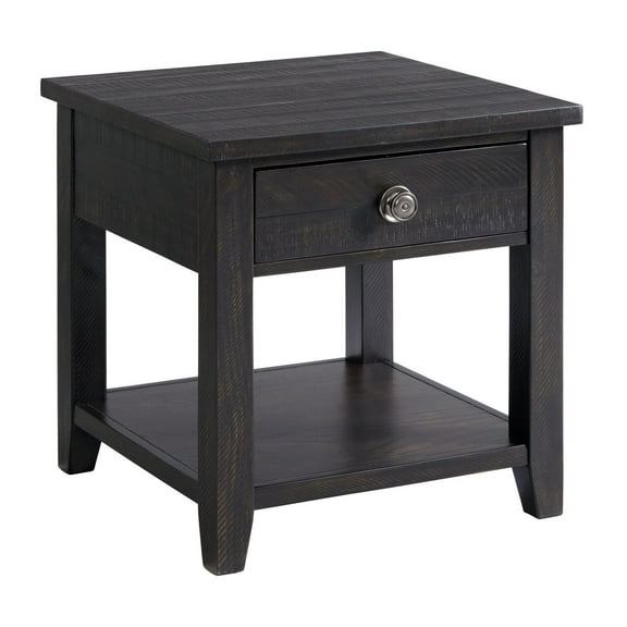 Contemporary End Table with Drawer & Shelf - Living Room Accent Table, Espresso Finish