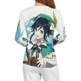 thumbnail image 4 of Genshin Impact Women's Pajama Top 3D Digital Print Sleepwear Trendy Crewneck Pullovers Long Sleeve Shirts S, 4 of 8