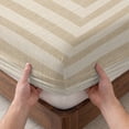 thumbnail image 3 of Twin XL Size Fitted Sheet Set - Beige White Geometric 2 Piece Bedding Sets 16" Deep Pocket Fitted Sheet with 1 Pillowcases, Square Minimalist Modern Vintage Brushed Microfiber Hotel Luxury Bed Sheets, 3 of 9