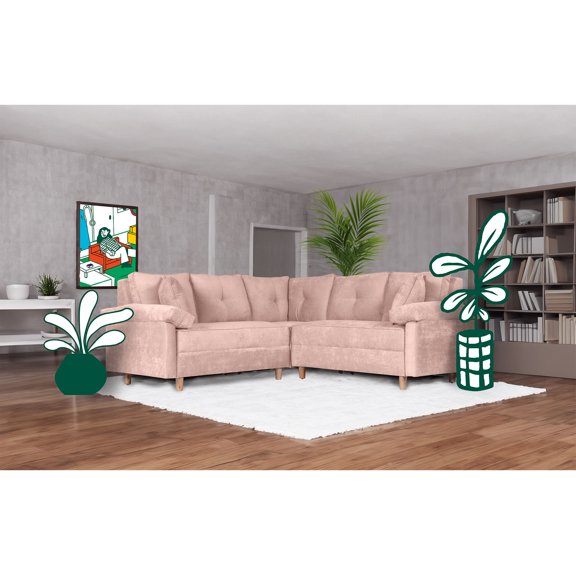 Sala Esquinera Makora De Velvet Palo De Rosa Modelo Elton