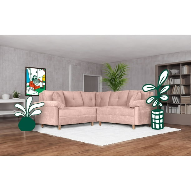 Sala Esquinera Makora De Velvet Palo De Rosa Modelo Elton