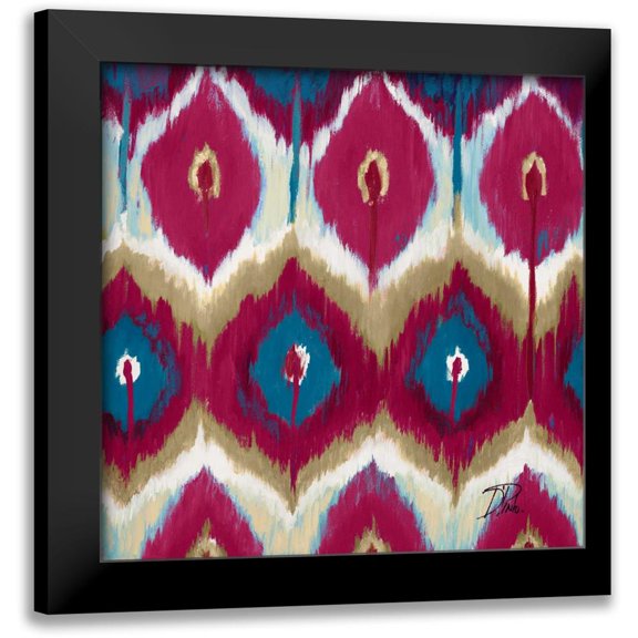 Pinto, Patricia 12x12 Black Modern Framed Museum Art Print Titled - Red Tropical Ikat II