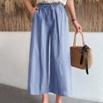 thumbnail image 5 of up to 60% off Gifts wycnly Womens Trousers Casual Solid Loose Straight Elastic Waist Cropped Pants Summer Cotton Linen Pocket Pants with Drawstring Blue XL, 5 of 5