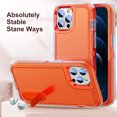 thumbnail image 2 of for iPhone 12 Case / iPhone 12 Pro Case Kickstand Durable 3-Layer Military Grade Protective Cover Hybrid Silicone Heavy Duty Rugged Shockproof Screen Lip Raised Protection Case, Clear+Orange, 2 of 8