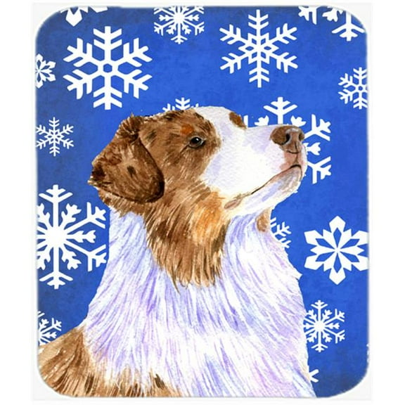 Carolines Treasures  Australian Shepherd Winter Snowflakes Holiday Mouse Pad