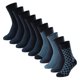 thumbnail image 1 of SCHIESSER Calcetines para hombre, paquete de 10 - «Bluebird», mezcla de algodón, lisos/estampados Azul/Azul/Estampado 43-46, 1 of 5