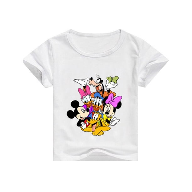 Camiseta de manga corta, ropa para niños y niñas, camisetas de verano para niños, camisetas de dibujos animados de Mickey, Minnie, pato Donald, camisetas para bebés, disfraz para niños White8T Gao Jinjia LED