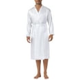 thumbnail image 1 of Inspire Chic Conjunto de Noche para Hombre Bata de Satén de Manga Larga con Cintura Ropa de Dormir Bata de Baño S Blanca, 1 of 6