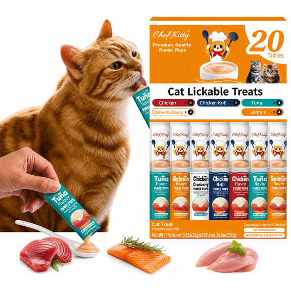 Chef Kitty Pops - Creamy Purée Cat Treat - Mix Variety 20 Pack