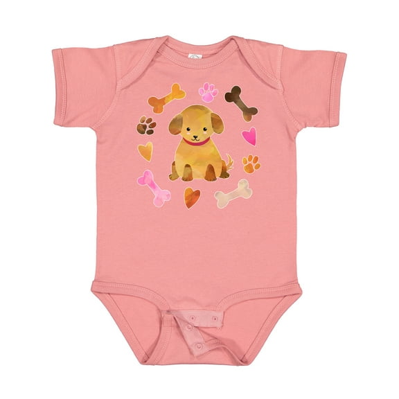 Inktastic Cute Puppy Valentine with Hearts and Bones Boys or Girls Baby Bodysuit