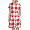 thumbnail image 1 of Vsdgher Robe Longue Midi Décontractée à Carreaux pour Femmes Été 2025 Manches Courtes Col Rond Robe de Plage, 1 of 6